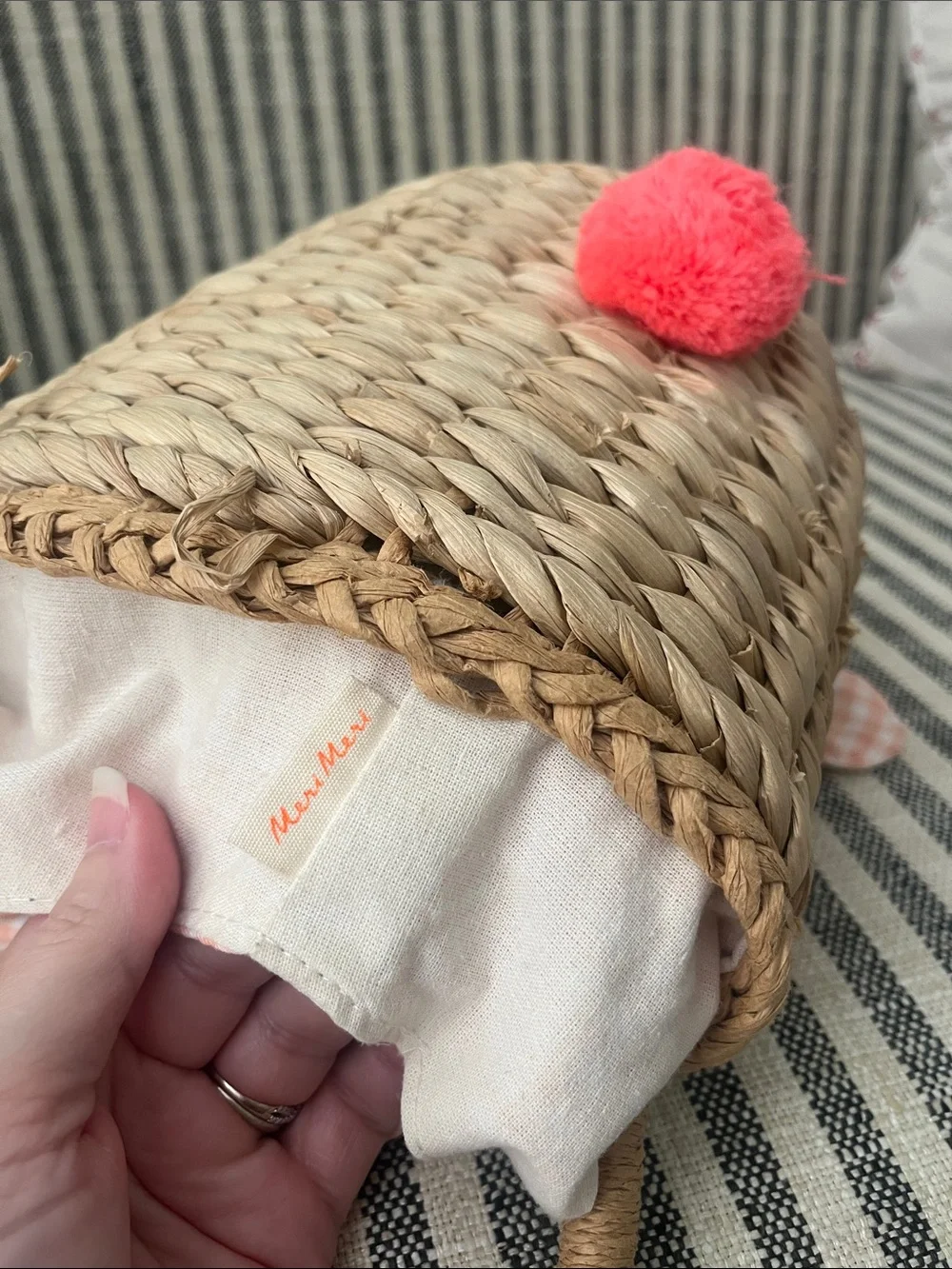Meri Meri Pink Gingham Bunny Basket